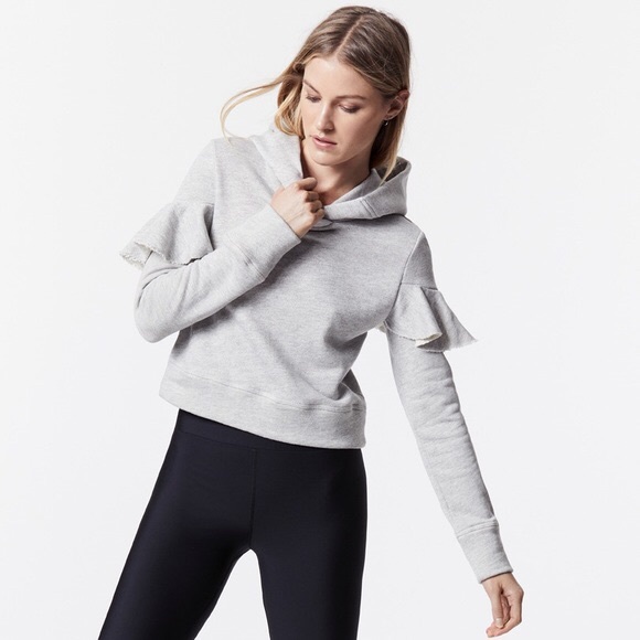 Carbon38 Crop Pullover Hoodie Ruffle 
